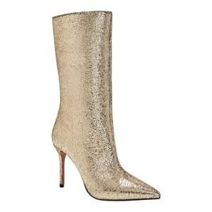 Katy Perry Women's Revival Pointed Toe Mid Calf Boots Gold Size 9